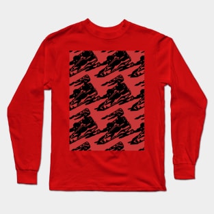 Black geometric elements on a red background, abstraction Long Sleeve T-Shirt